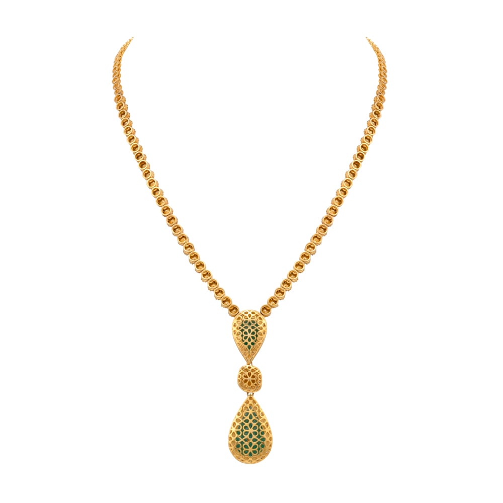 Claw-Set Emerald and Diamond Pendant Necklace